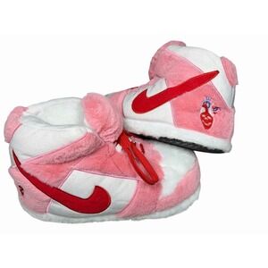 Pink Panda Dunk Slippers Plush Faux Fur Sneaker Slippers US 6-9 Cozy